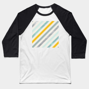 Diagonal Stripes in Blue Silver and Gold Baseball T-Shirt